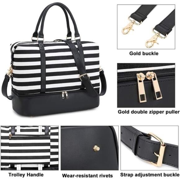 Womens Travel Weekender Bag Canvas Carry on Overnight Tote Luggage Duffel Bags - Picture 5 of 7
